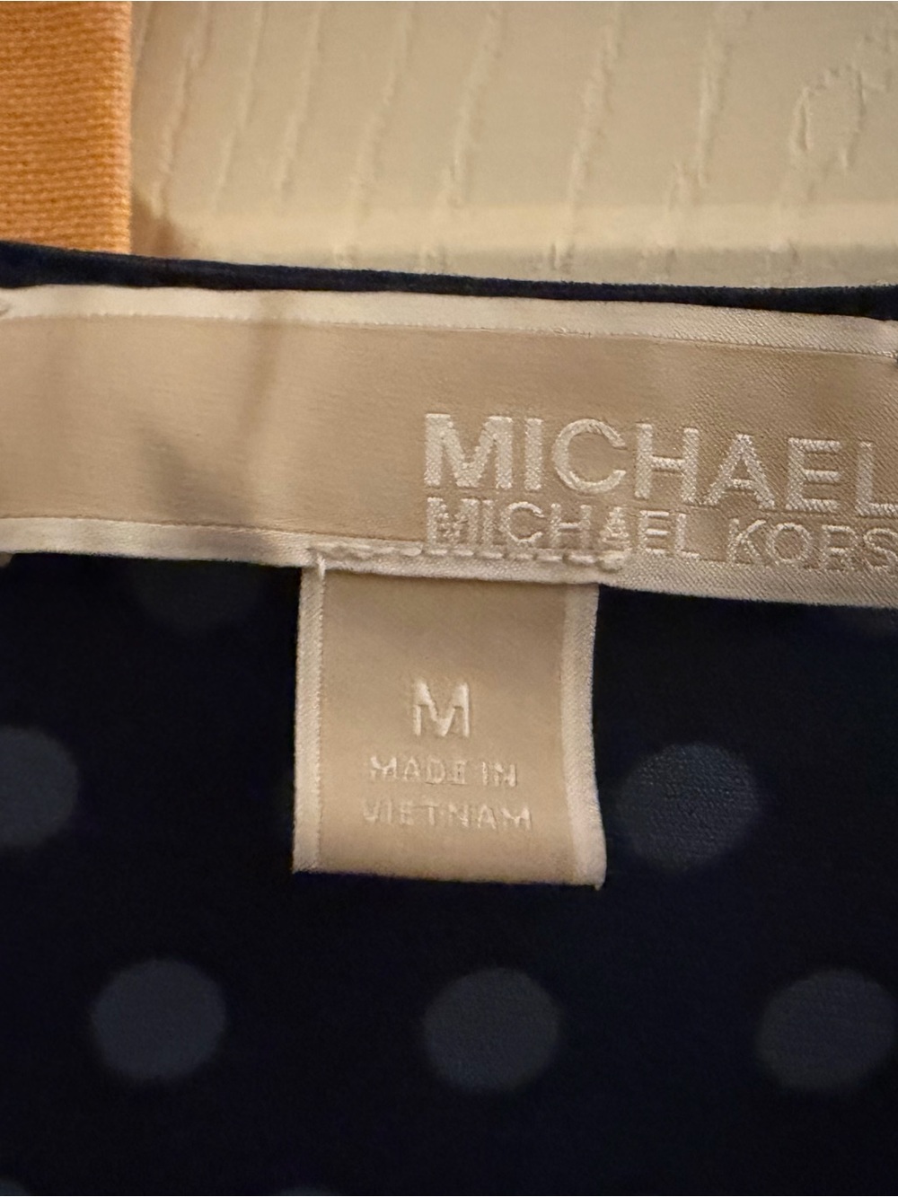 Michael Kors Navy Polka Dot V-Neck Peplum Blouse - Picture 5 of 9
